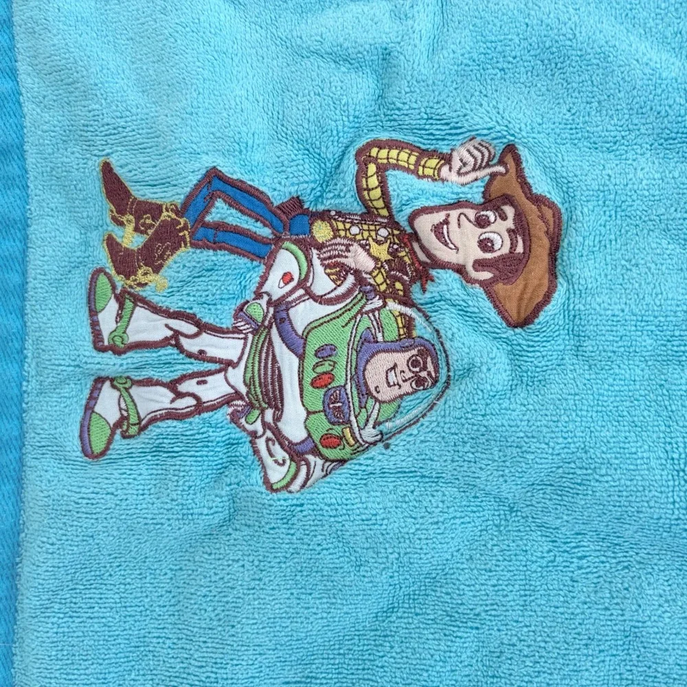 VNTG Disney Pixar Toy Story Beach Towel Blue Woody Buzz Lightyear Cotton 34x63